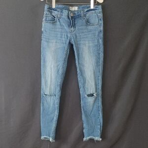 Free People Light Blue Distressed Ankle Jeans